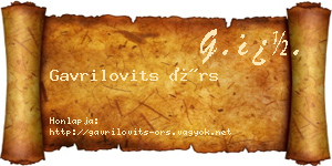 Gavrilovits Örs névjegykártya